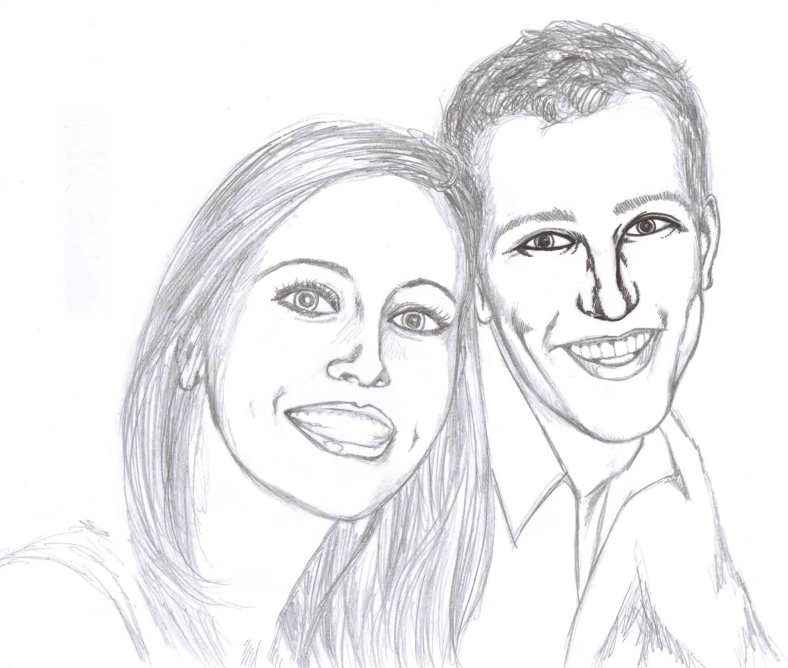 Initial sketch with preliminary inks