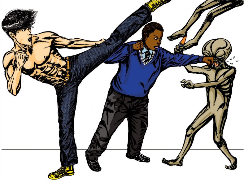 Mr Yang and a pupil beat aliens wanting to dissect them!